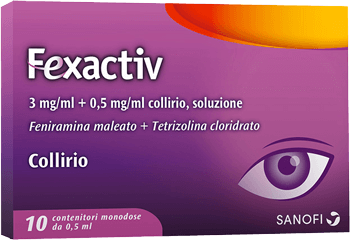 Fexactiv collirio antistaminico dalla doppia azione antiallergica e decongestionante contro la congiuntivite allergica